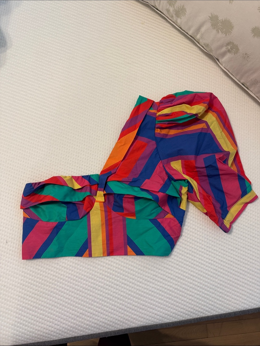 FARM Rio Multicolor Stripe One-Shoulder Crop Top